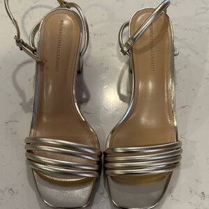 White House Black Market Metallic Strappy Heels